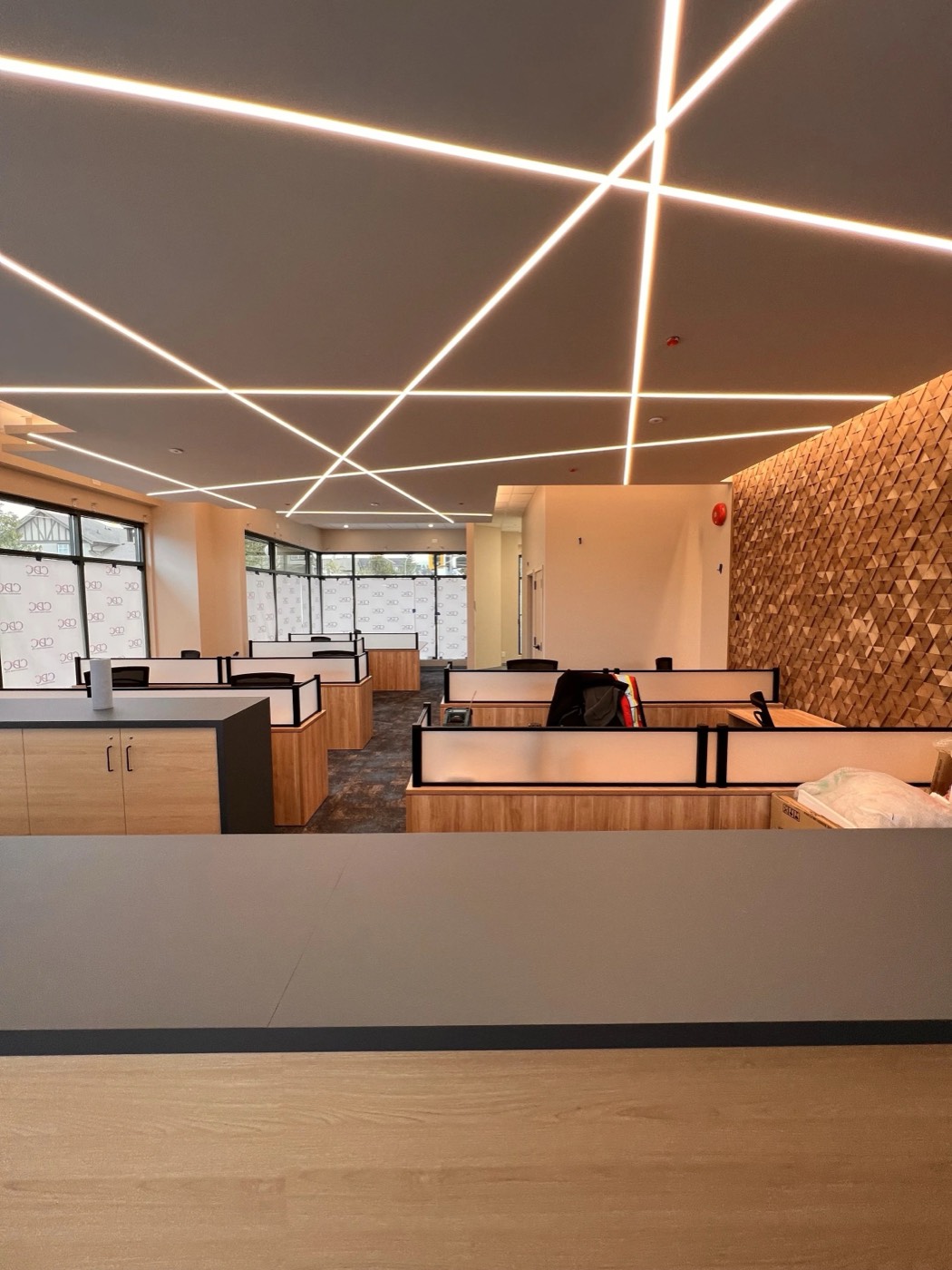 Office reception with timber detailing